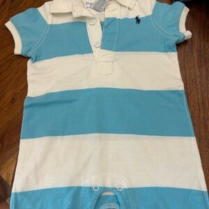 Polo by Ralph Lauren Blue and White Striped Polo romper